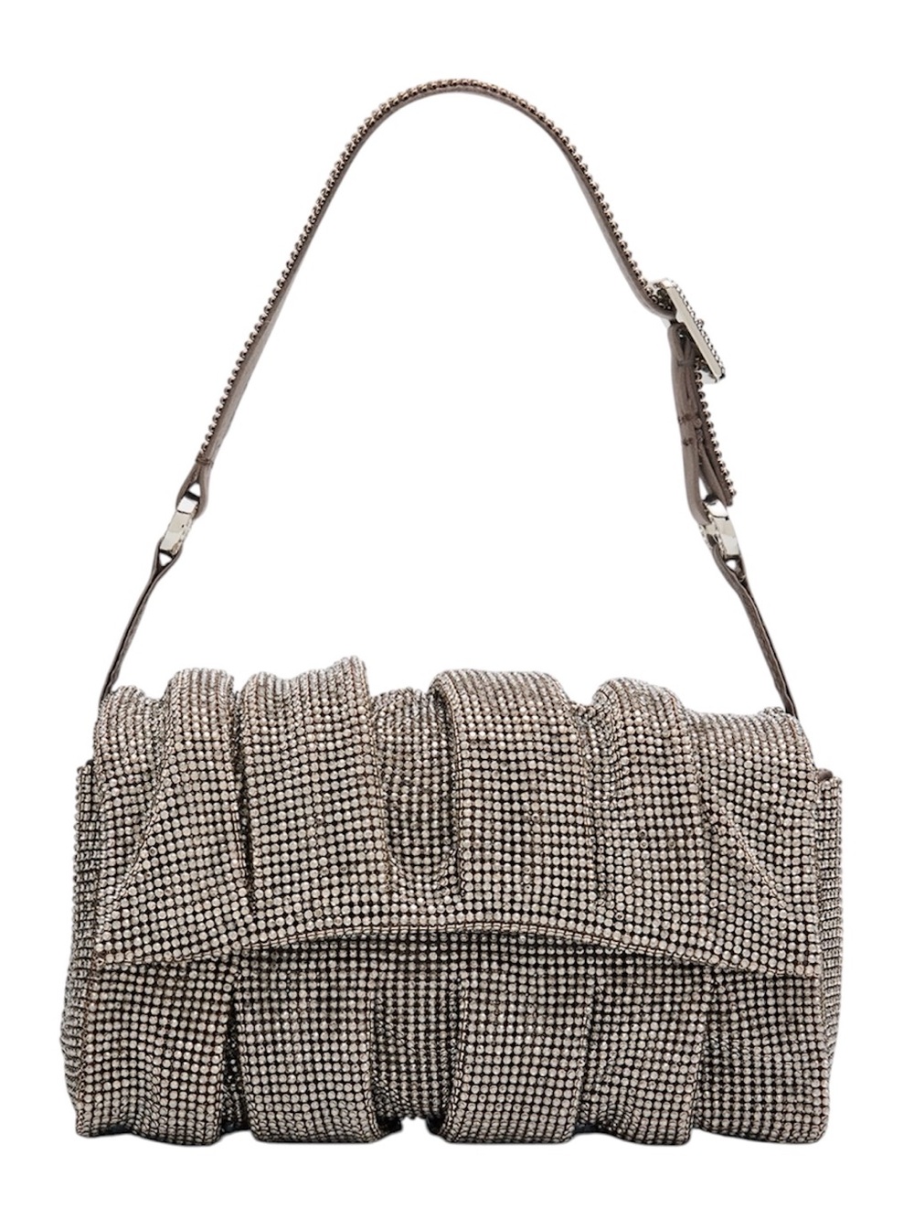 Benedetta Bruzziches Iris Pleated Crystal Mesh Shoulder Bag